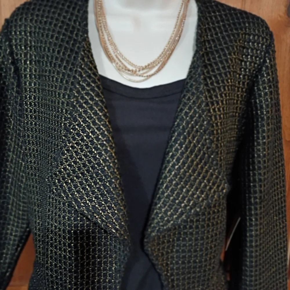 Rafaella Black and Gold‎ Textured Blazer